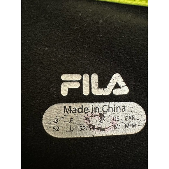 Women M Fila black jacket neon green yellow edge zipper workout - Picture 4 of 13